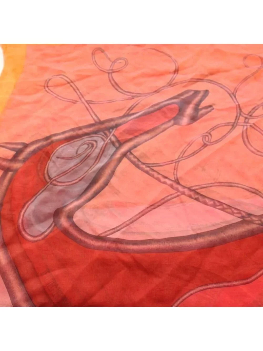 Hermes Carre 140 Coupde Fouet Shawl Scarf Large All Over Pattern Silk Orange